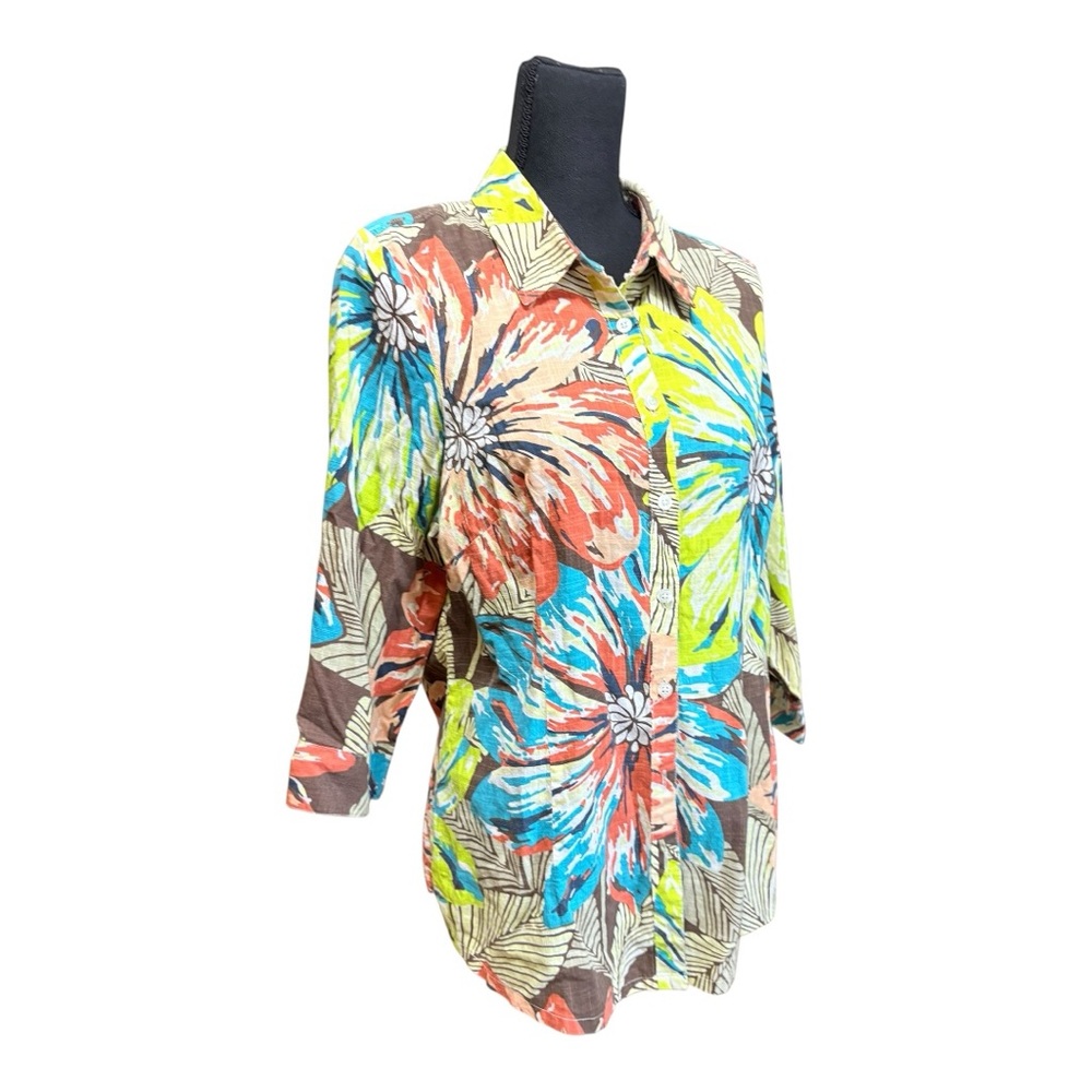 Pappagallo Multicolor Leaf Print Blouse